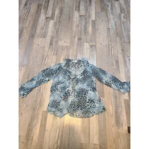 Simonton says medium women's sheer open printed cardigan